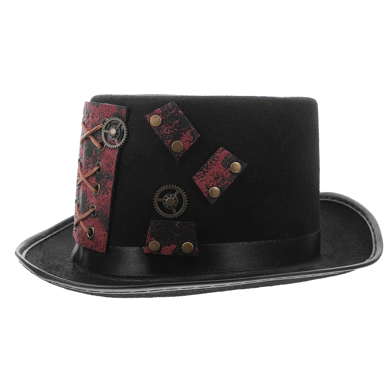 

Винтажная шляпа в стиле панк, готический стиль стимпанк для косплея, праздничная одежда для взрослых, унисекс, декор снаряжения, красная веревка