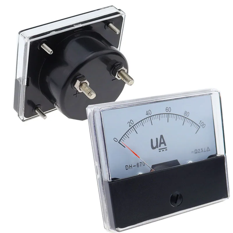 DH-670 Dc Ua Analoge Microammeter Paneel Ampère Meter Huidige Meter Huidige Tester Dc 50ua 100ua 200ua 300ua 500ua 1000ua