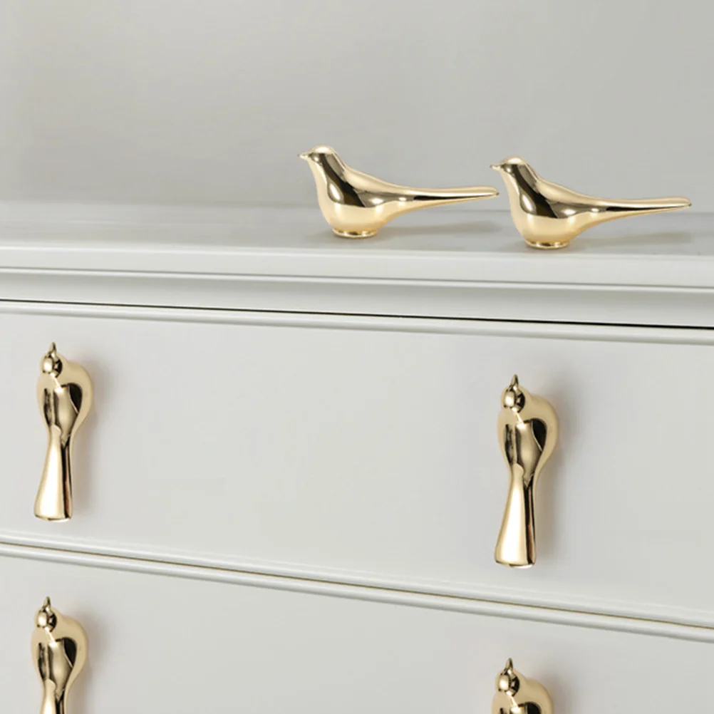 2 قطعة مقبض سحب باب الخزانة الذهب سبائك الزنك ضوء فاخر صغير الطيور مقبض درج الأثاث الزخرفية خزانة خزانة مقبض #2