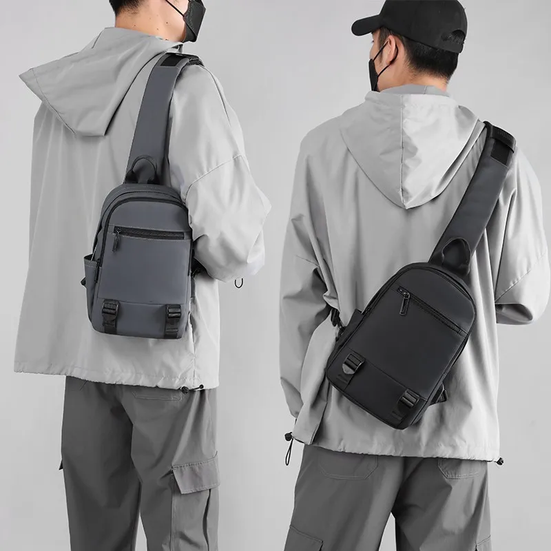 European and American new men's messenger bag trend simple commuter shoulder bag usb business travel leisure chest bag