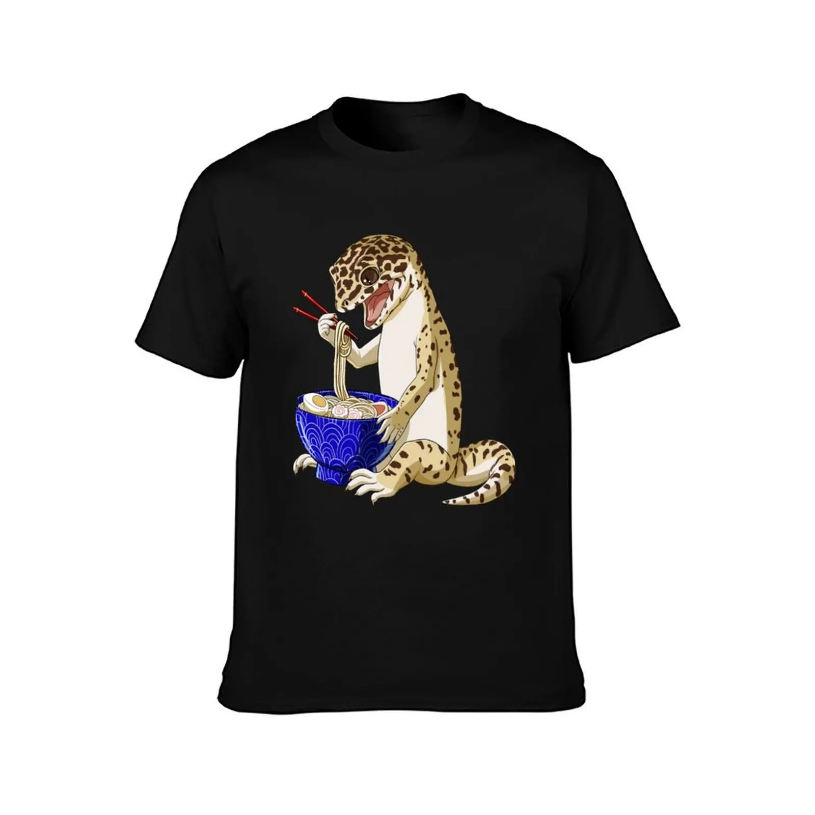 Leopard Gecko eats Japanese Ramen Noodles T-Shirt customizeds plain summer shirt mens t shirts pack