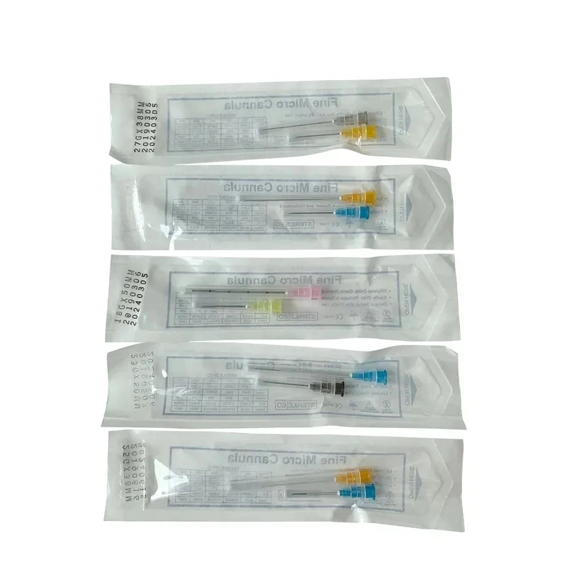 50pcs Medical Sterile microcannula 25g 50mm 70mm Blunt Tip Micro Cannula Needle for Injectable Hyaluronic Acid Fillers