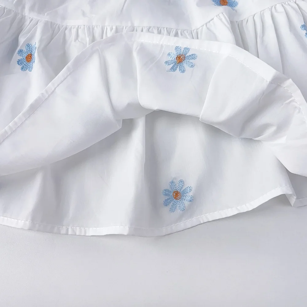 الفتيات الصيف موضة نفخة الأكمام لطيف بلون ألف خط فستان الأميرة 1 قطعة 3-7 سنوات الأطفال الحلو ملابس كاجوال