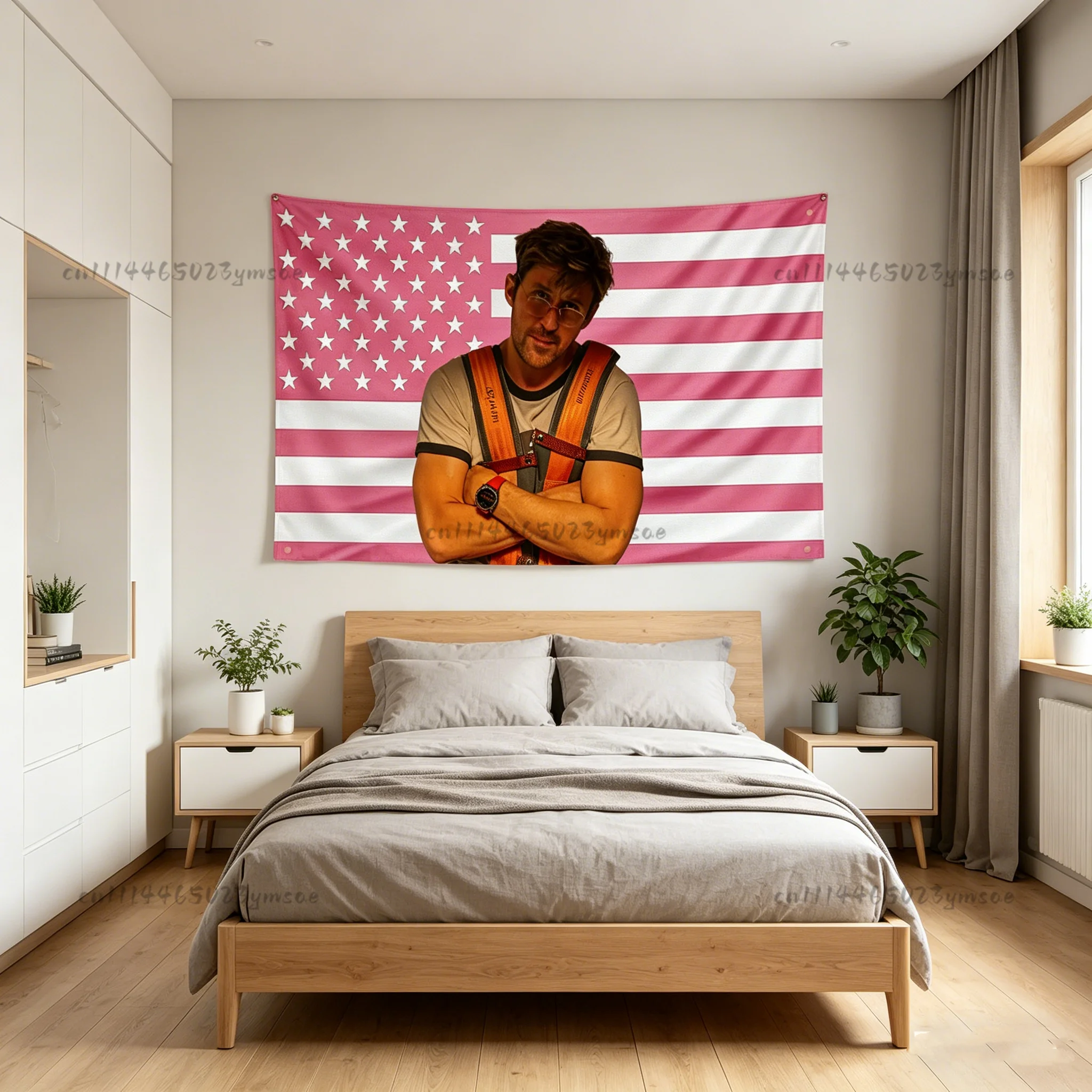Aesthetic Room Decor Tapestry R-Ryan Gosling Pink American Flag Tapestries Aesthetic Backdrop Cloth Wall Art Decor Fans Gifts