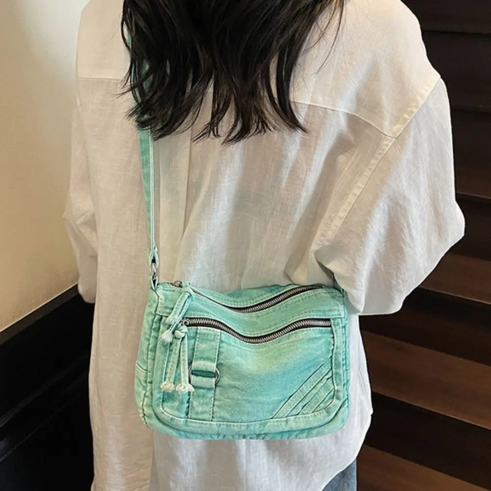 

Simple Y2K Denim Canvas Bag Large Capacity Shopping Bag Vintage Handbag Street Style Solid Color Solid Crossbody Bag Girl