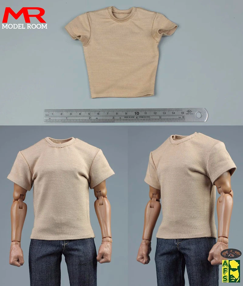 AFS 1/6 Skala Männliche Soldat Einfarbig T-shirt Tops Kleidung Modell Fit 12'' Soldat Action Figur Körper Puppen – Detail 6