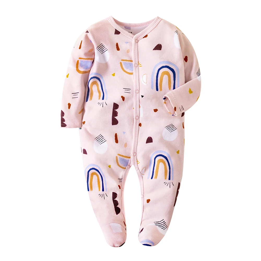 Autumn Newborn Footed Pajamas Girl and Boy Romper Long Sleeve Jumpsuit Cotton 0-12 Months Baby Clothes Romper Outfits Baby Rompe