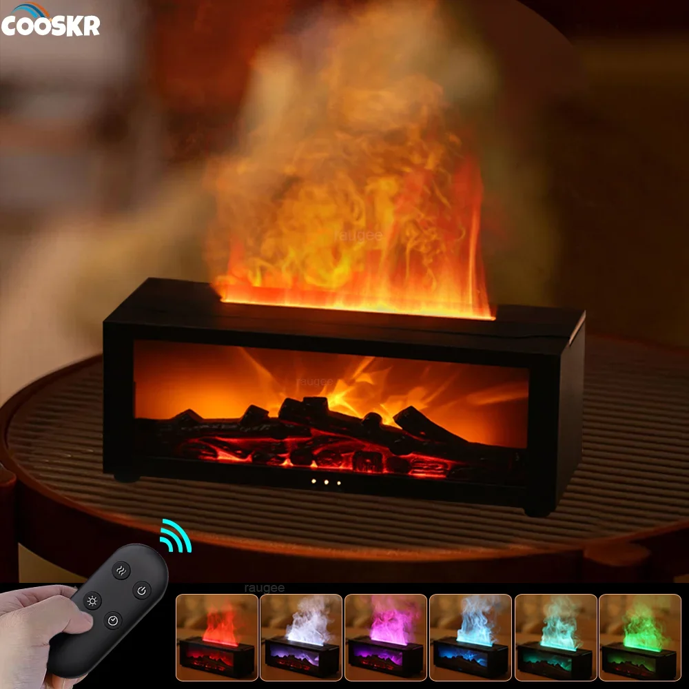 

Humidifier Essential Oils Humidifiers Home Aroma Humidifier Flame Automatic Fragrance Diffuser With LED Light Remote Control