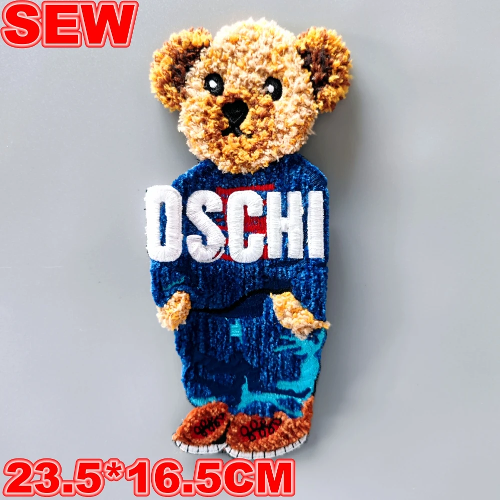 Embroidery Chenille Patch,Bear Animal Cartoon Number Badges,Bears Appliques Girls Skateboard Patches for Clothing WF235231