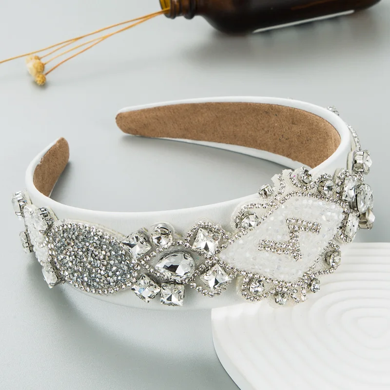 2024 White Hairbands New Luxury Bezel Women Girls Rhinestone Female Hair Hoops Hair Accessories Fashion Jewelry Headband