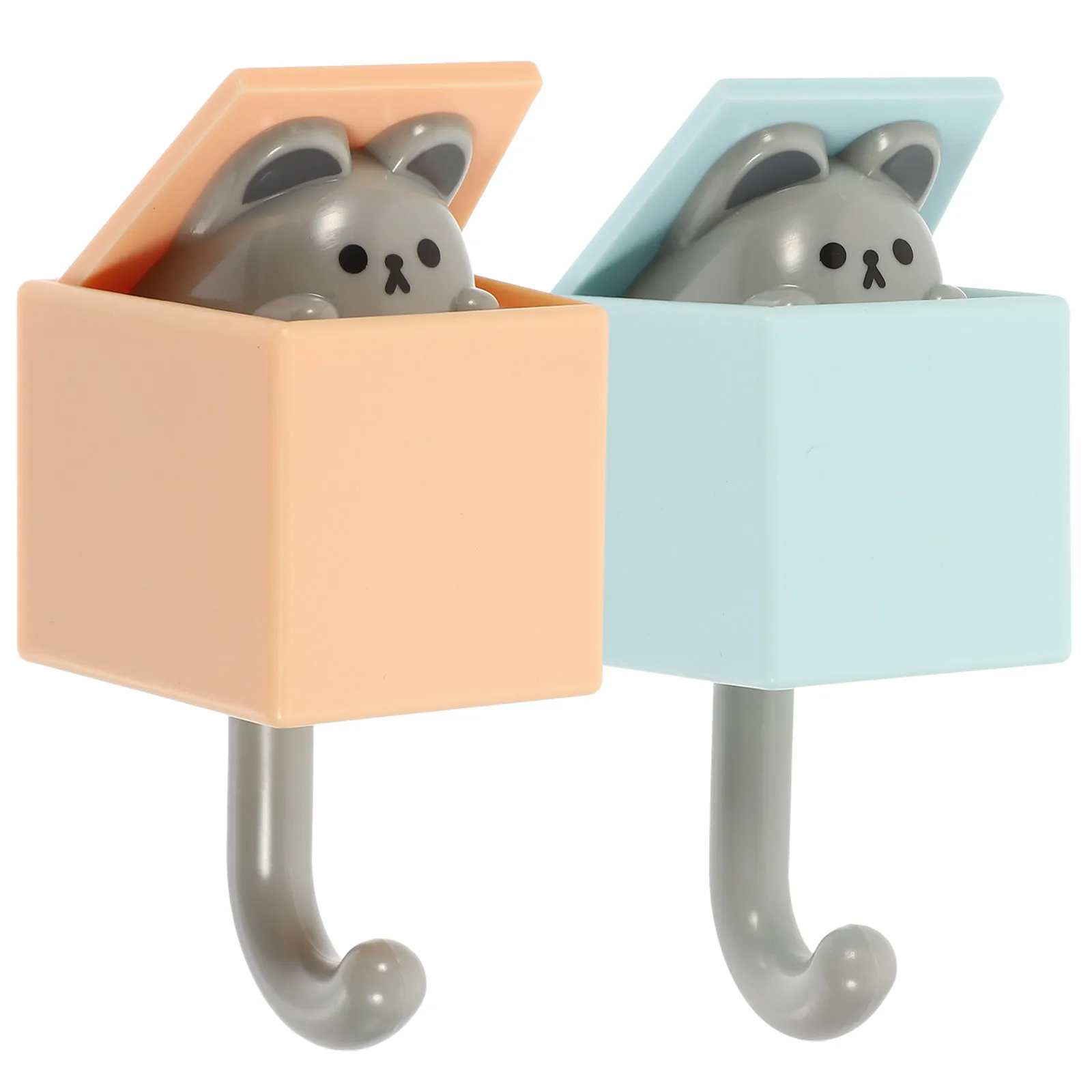 

2Pcs Cartoon Sticky ABS Wall Mountable Coat Hooks Decorative Room Accessories For Bags Keys Scarves Towels