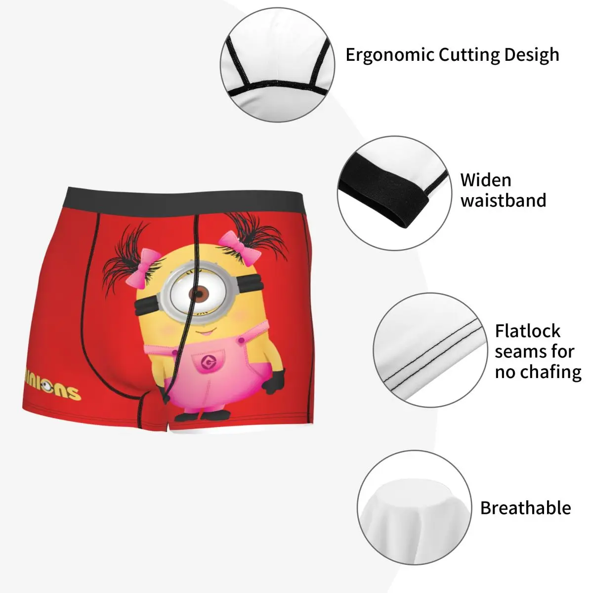 Minions Twintails Despicable Me Minions Underpants Breathbale Panties Man Underwear Print Shorts Boxer Briefs