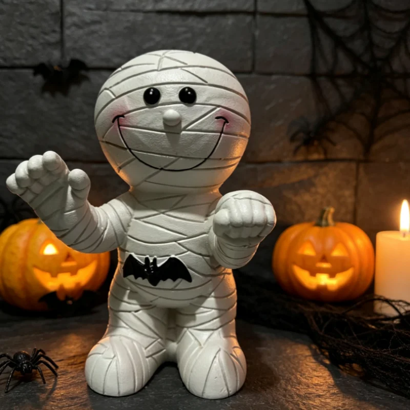 Resin Halloween Crafts Realistic Halloween Decorations Halloween Mummy Statue Resin Figurine Spooky Glowing Led Decor For Indoor