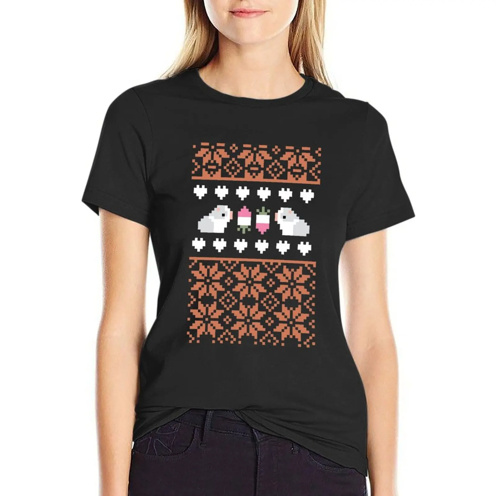 

Guinea Pigs Christmas Sweater Pattern T-Shirt anime blacks quick-drying Women's clothing