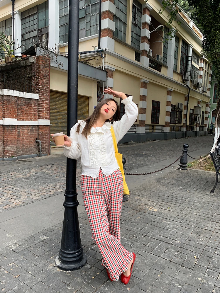 Csa de Manga Larga a Rayas Blancas para Mujer, Primavera 2024, Nuevo Estilo, Talla Pequeña, Ropa de Primavera, Estilo Casu...