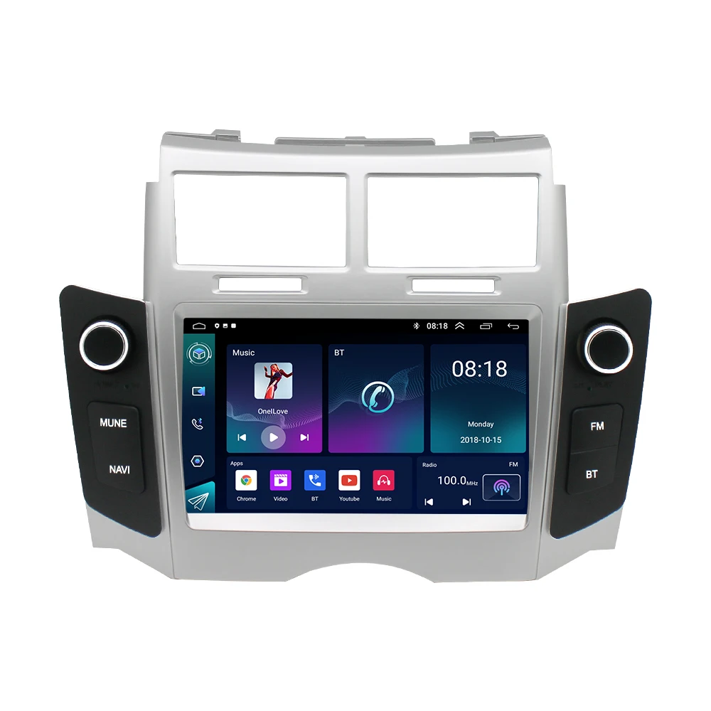 Android Auto Radio Player Audio Carplay Double Din Stereo Car DVD Player For Toyota Yaris 2008-2011 With Button