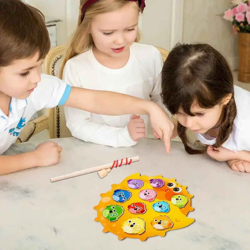 Jeu de pêche en forme de poisson-souffleur de dessin animé mignon pour enfants, jeux interactifs parent-enfant, jouets de motricité fine, alth