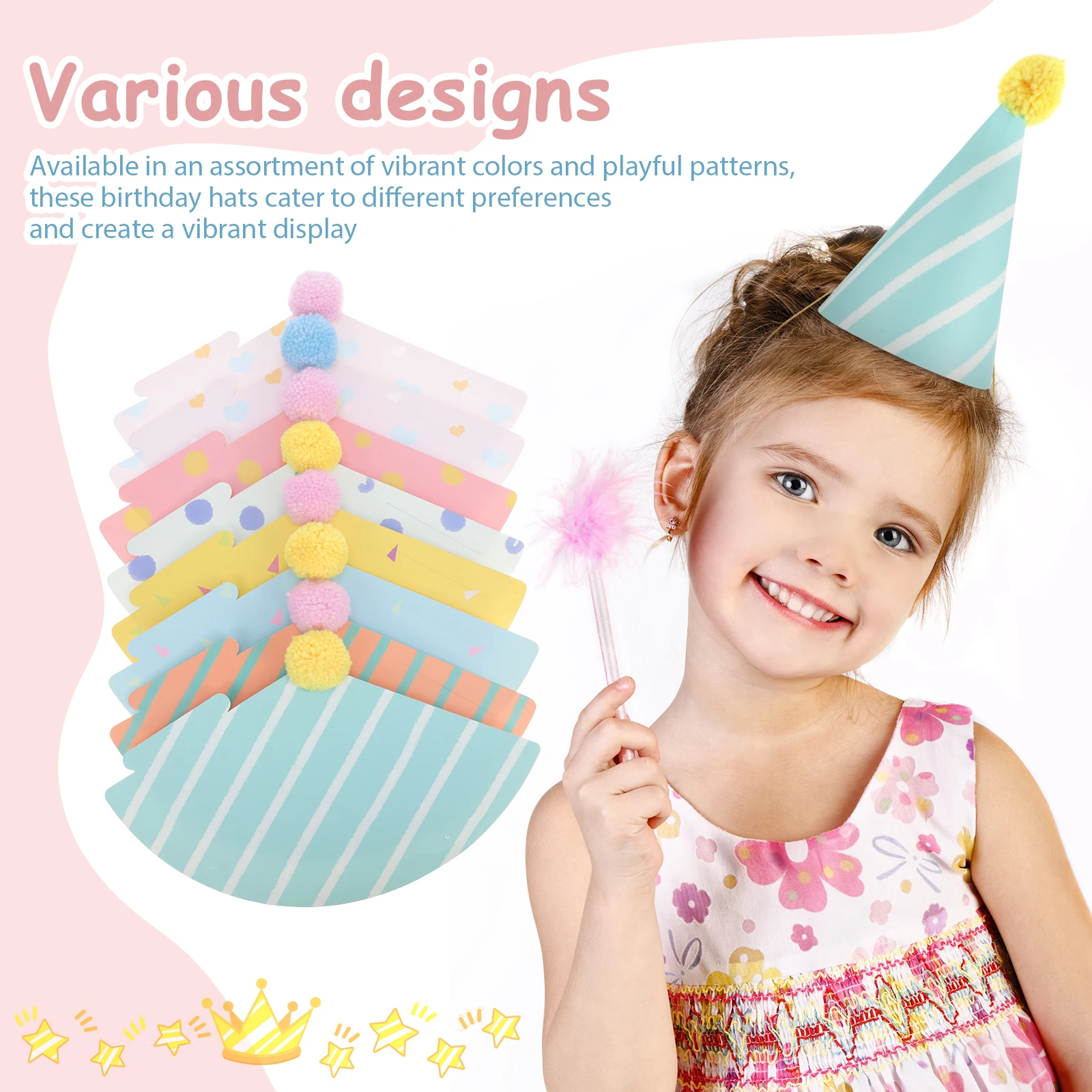 

16 Pcs Birthday Hat Child Grad Cap Tassel Paper Graduation Photo Booth PropsAccessories Headdress Headwear Cap Paper Cones Hats