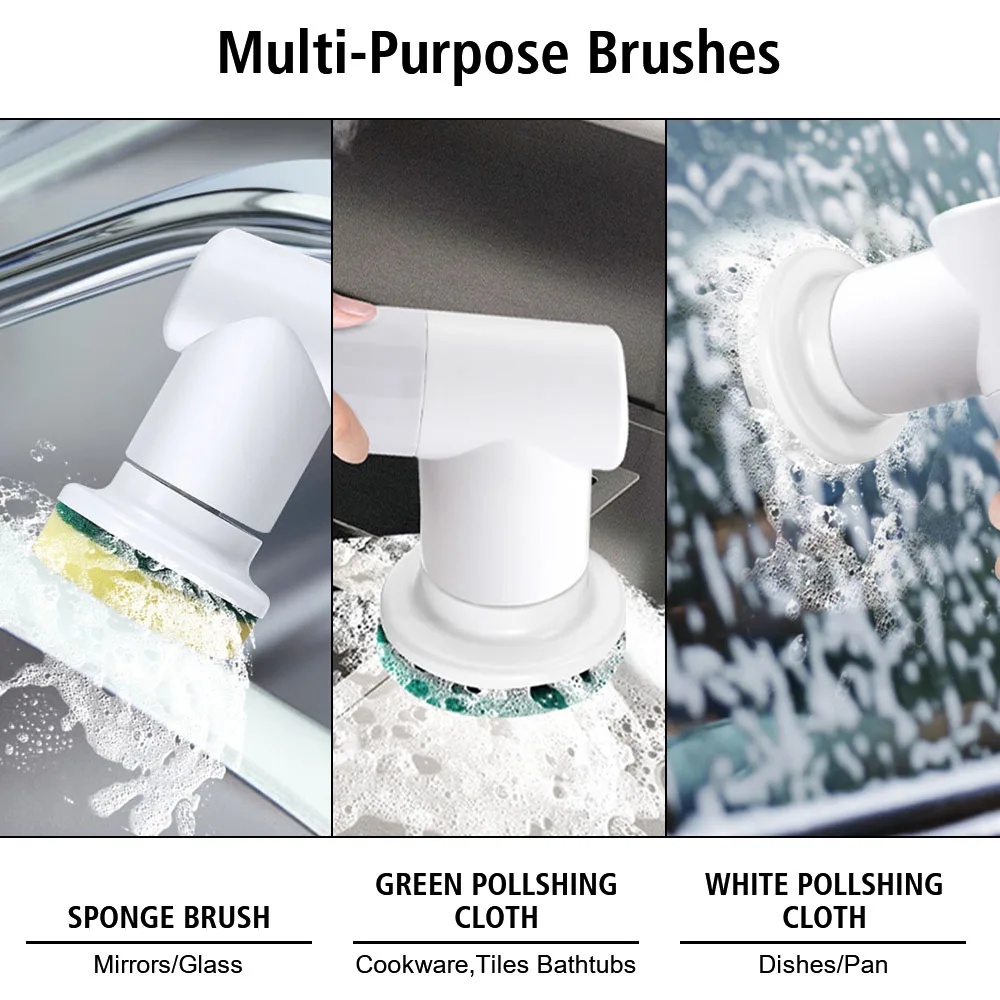 Bathroom Wash Brush Kitchen Cleaning Tool Cleaner Sink Handheld USB Type Electric Cleaning Brush Bathtub Brush 6-in-1