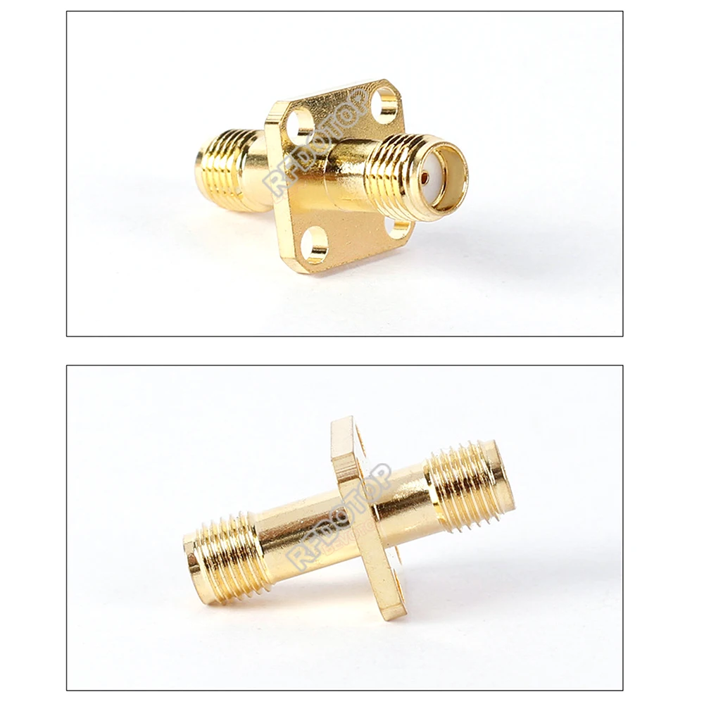 100PCS 4Hole Flange Panel Mount Socket SMA Female to SMA Female Coax Adapter Wifi Radio Antenna Gold Plated SMA-KFK RF Connector