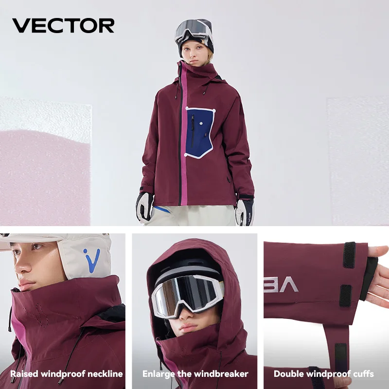 VECTOR Men Women Ski Jacket Winter Warm Windproof Waterproof Outdoor Sports Snowboard Ski Coat Trousers Snow Clothes Women