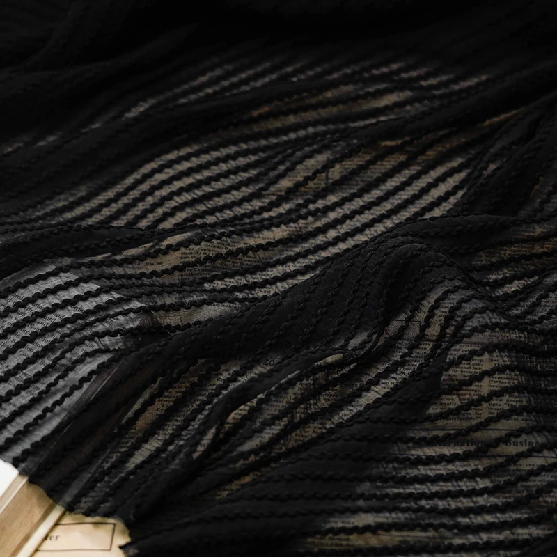 الربيع الصيف متعدد الألوان مخطط الشيفون المطرزة النسيج Diy بها بنفسك فستان خفيف الوزن بلوزة الملابس المواد النمط الكوري الياباني