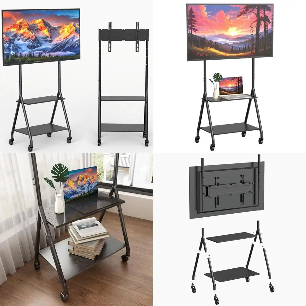 

Универсальная передвижная тележка для телевизоров 32-80 дюймов, до 110 фунтов, портативная подставка с бесшумными колесами, подходит для улицы, офиса, школы.