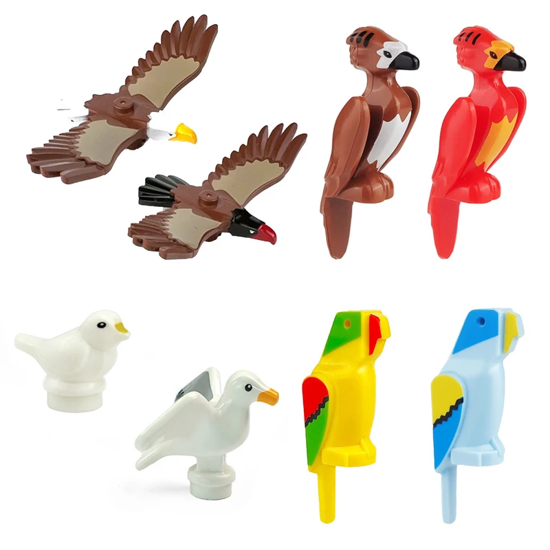 Birds Animal MOC Parts Set Eagle Hawk Pigeon Phoenix Parrot Seagull Condor Building Blocks Toys Bricks Kits Compatible With LEGO