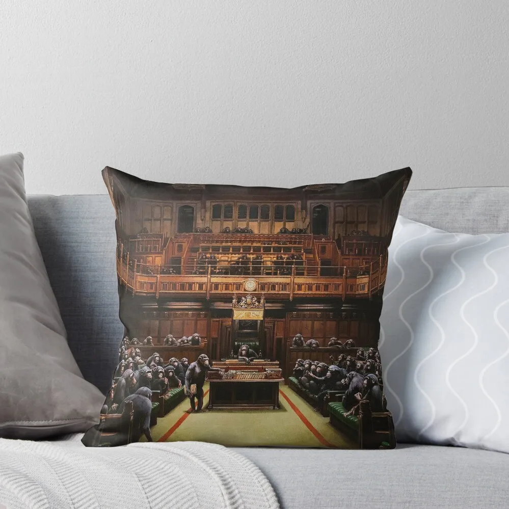 

Banksy Devolved Parliament - Unique Artwork for Wall Decor and More Throw Pillow Christmas Pillow Covers Bed pillowcases pillow