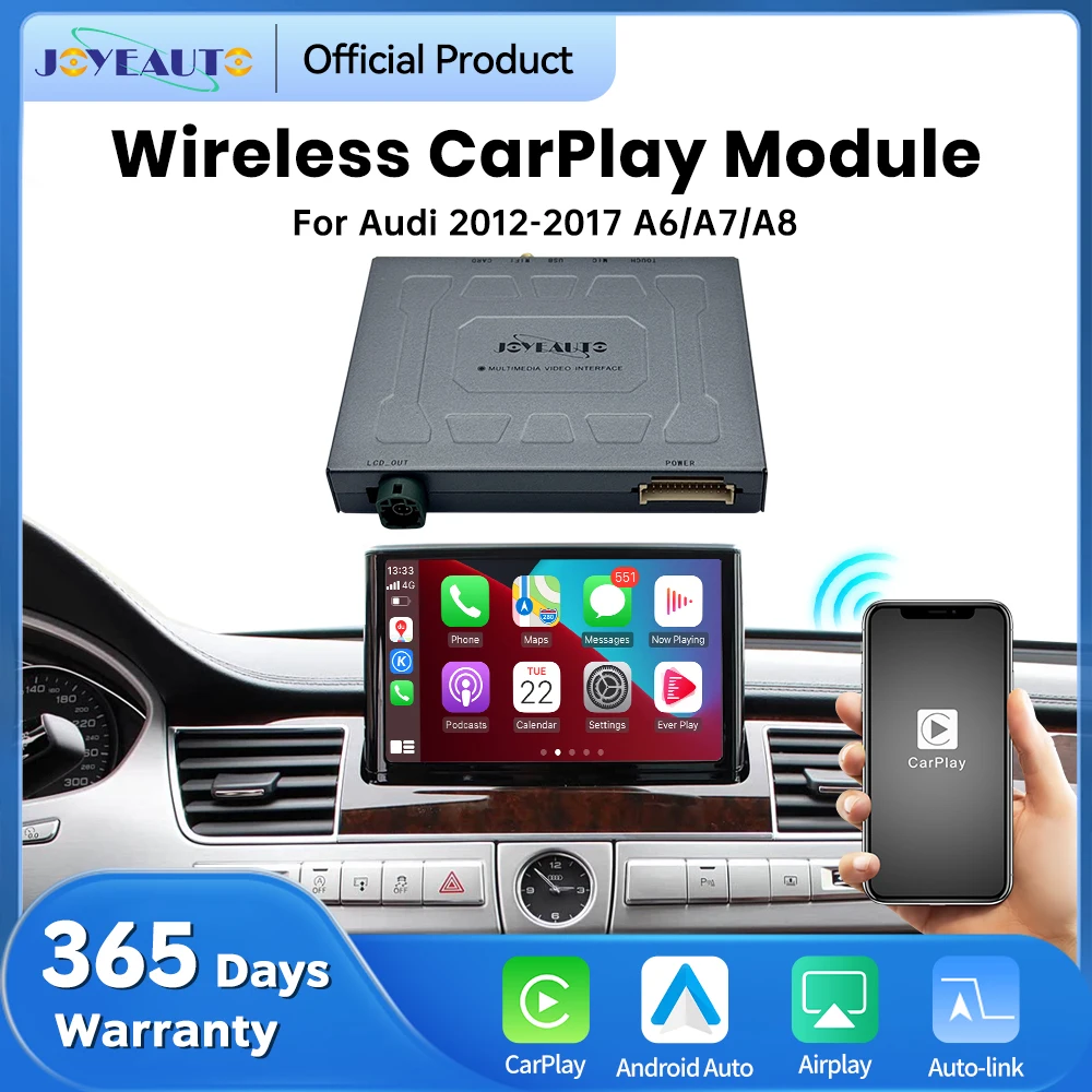 

JoyeAuto for Audi 2012-2017 A6 A7 MIB2 RMC A8 c7 MMI 3G Wireless Apple CarPlay Android Auto Interface AirPlay Mirroring Retrofit