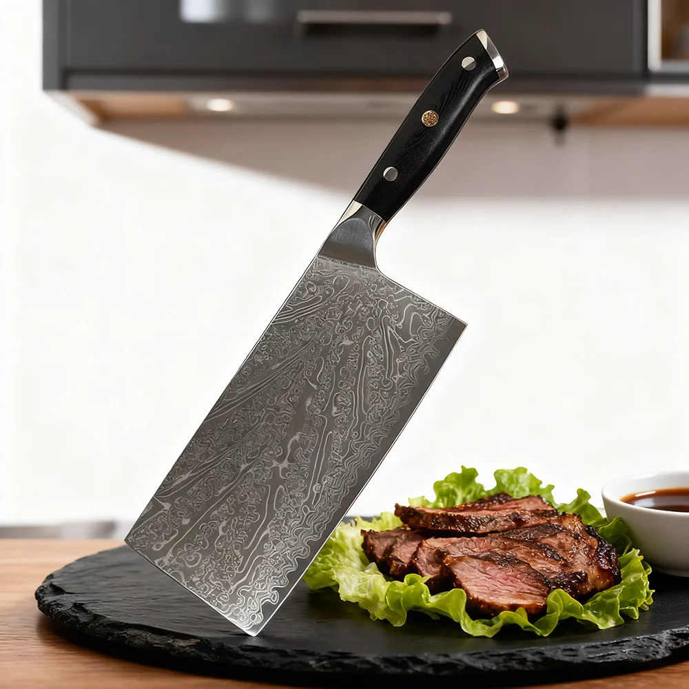 

7.3 Inch Chinese Chef Knife 67-layers Damascus Steel 10Cr15CoMov Blade Cleaver Meat Slicing Vegetables Kitchen Knives G10 Handle