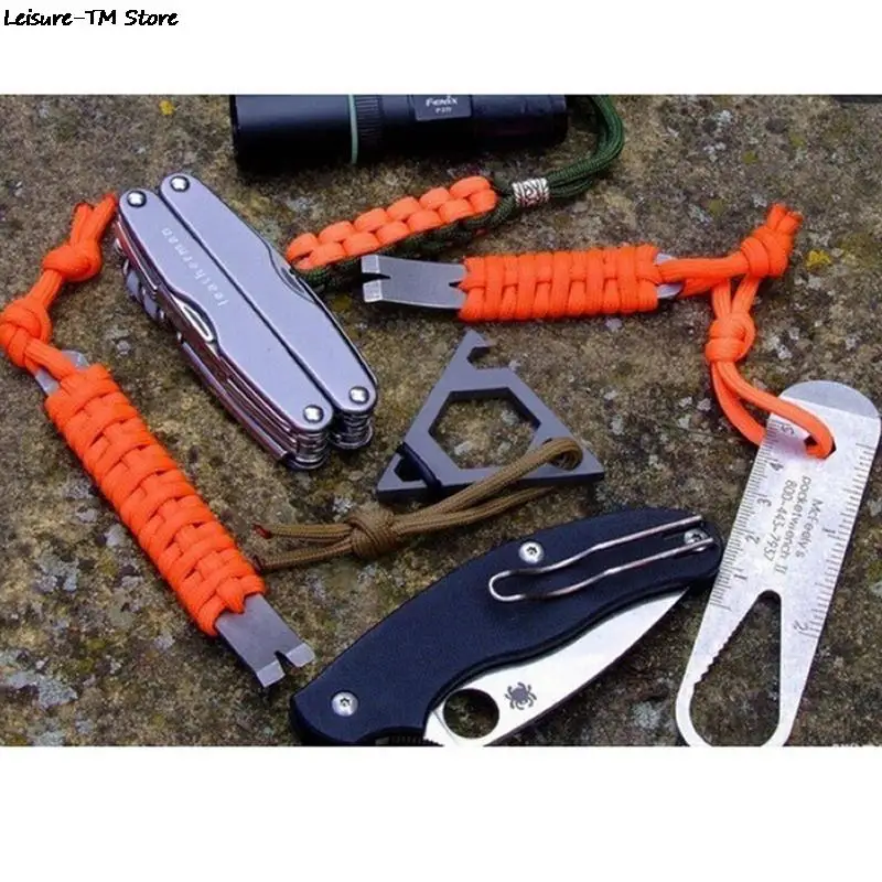 Nieuwe Roestvrijstalen Multifunctionele Hendel Krukvormige Bladschroeven Wikkeling Edc Pocket Tool Outdoor Camping Edc Gear