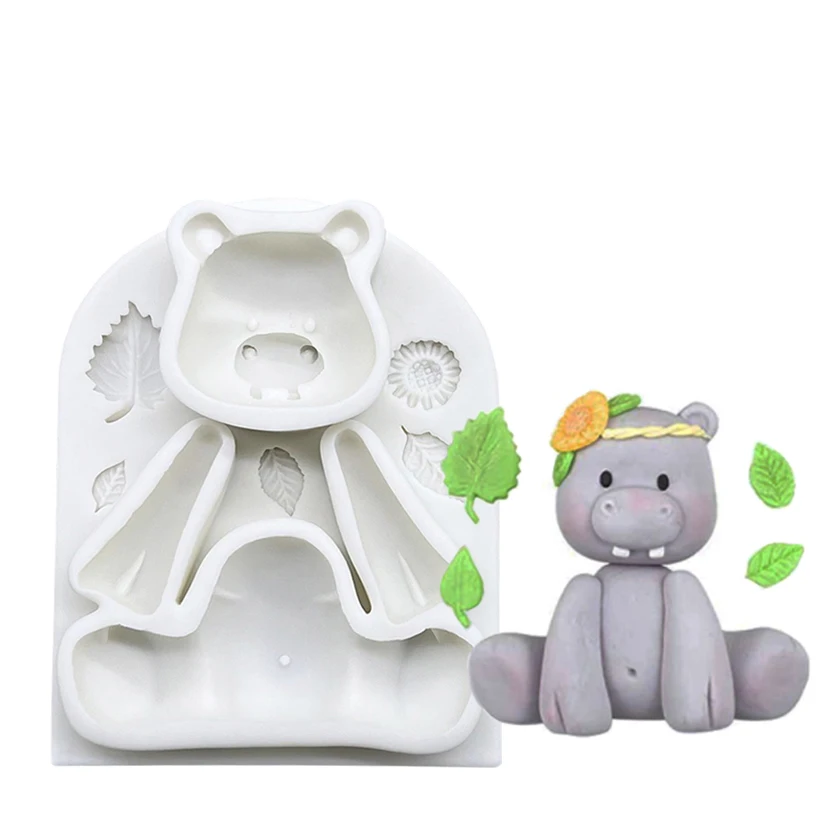 Cow Monkey Giraffe Elephant Lion Hippo Silicone Sugarcraft Mold Resin Tools Cupcake Baking Mould Fondant Cake Decorating Tools