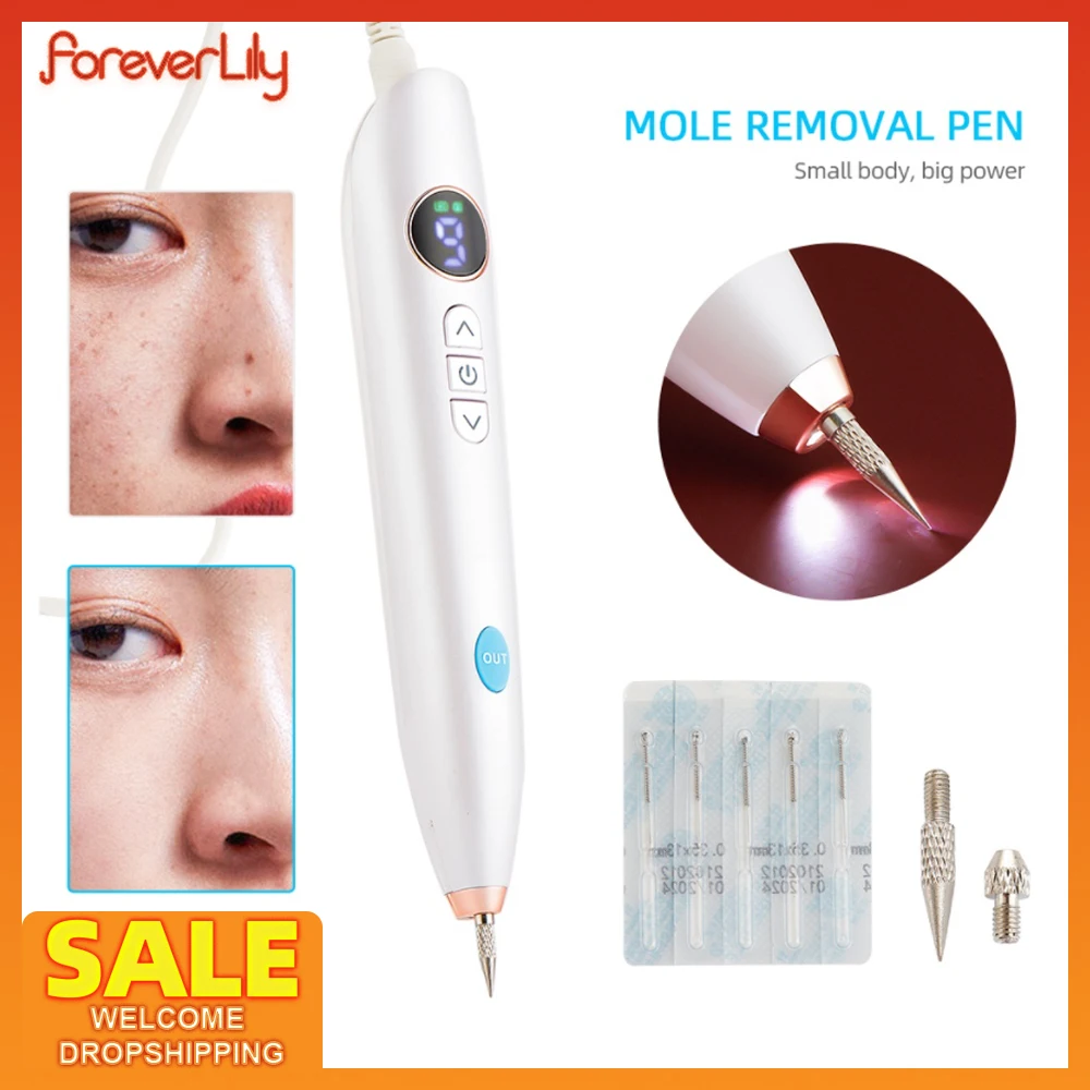 Upgrade-Big Power 2.0 Mole Removal Pen 9 Levels Warts Spots Removal Pen Small Tattoo Remover Flesh Moles Cleaner with Flashlight