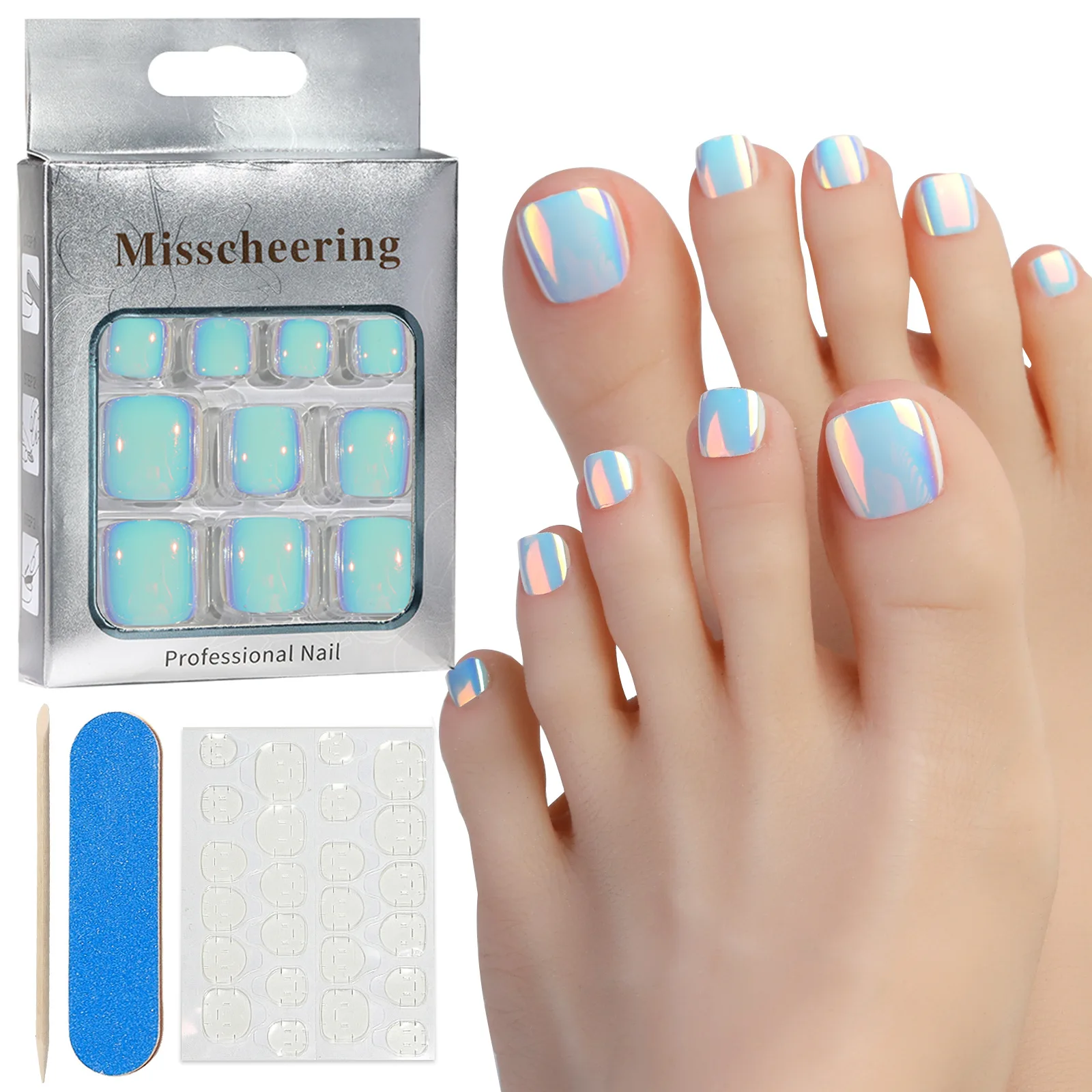 

24 PCS Press on Toenails Women Fake Toe Nails, Fake Toenails Press on Nails Toe Acrylic Nail Tips