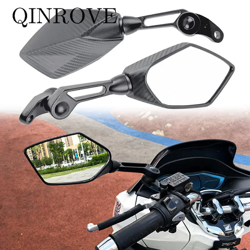 

Зеркало заднего вида для мотоцикла 8/10 мм, универсальное цветное углеродное волокно, прозрачное стекло, боковые зеркала для Kymco Superdink S350 Keeway RKF 125