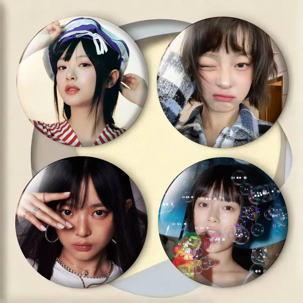 

H-Hanni P-Pham Pigtails Laser Badge Creative Pins Brooch for Bag Clothes Hat Decor Gifts Fans Collect