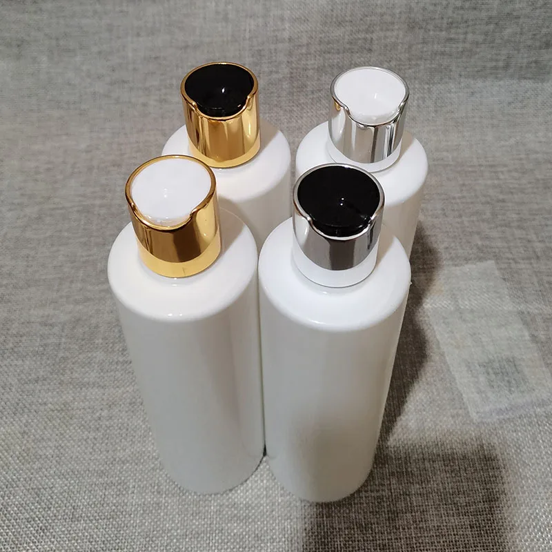 10X100ml/150ml/200ml/250ml White/Black Plastic Lotion Bottle With Gold Disc Cap,Essential Oils Cosmetic Packaging Shampoo Bottle