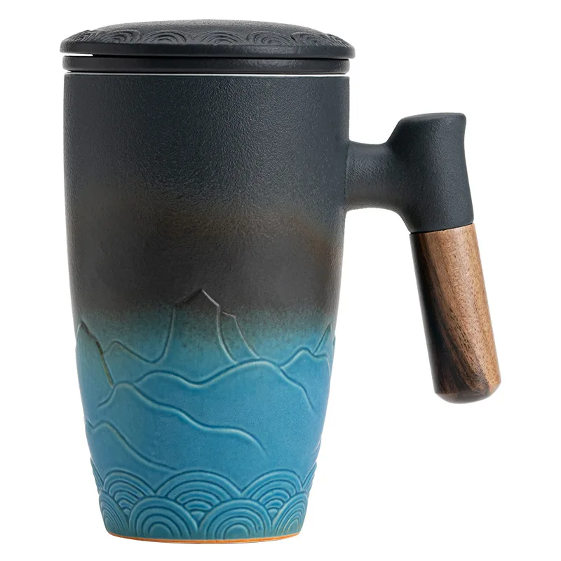 Customizable Enamel Gradient Cup Tea Jar Office Filter Tea Cup For Home Use Portable Gift