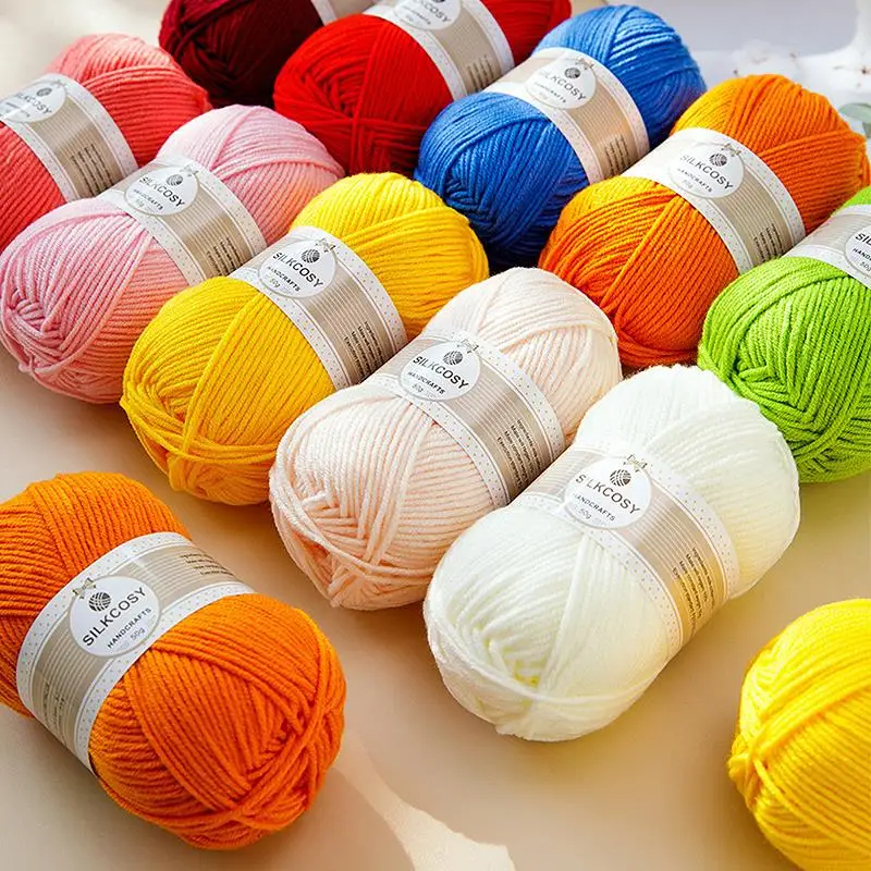 4-Strand Polyacrylonitrile Fiber Milk Cotton Yarn For Hand Knitting Acrylic Blending Knit Yarn Crochet Scarf Hat DIY Line Thread