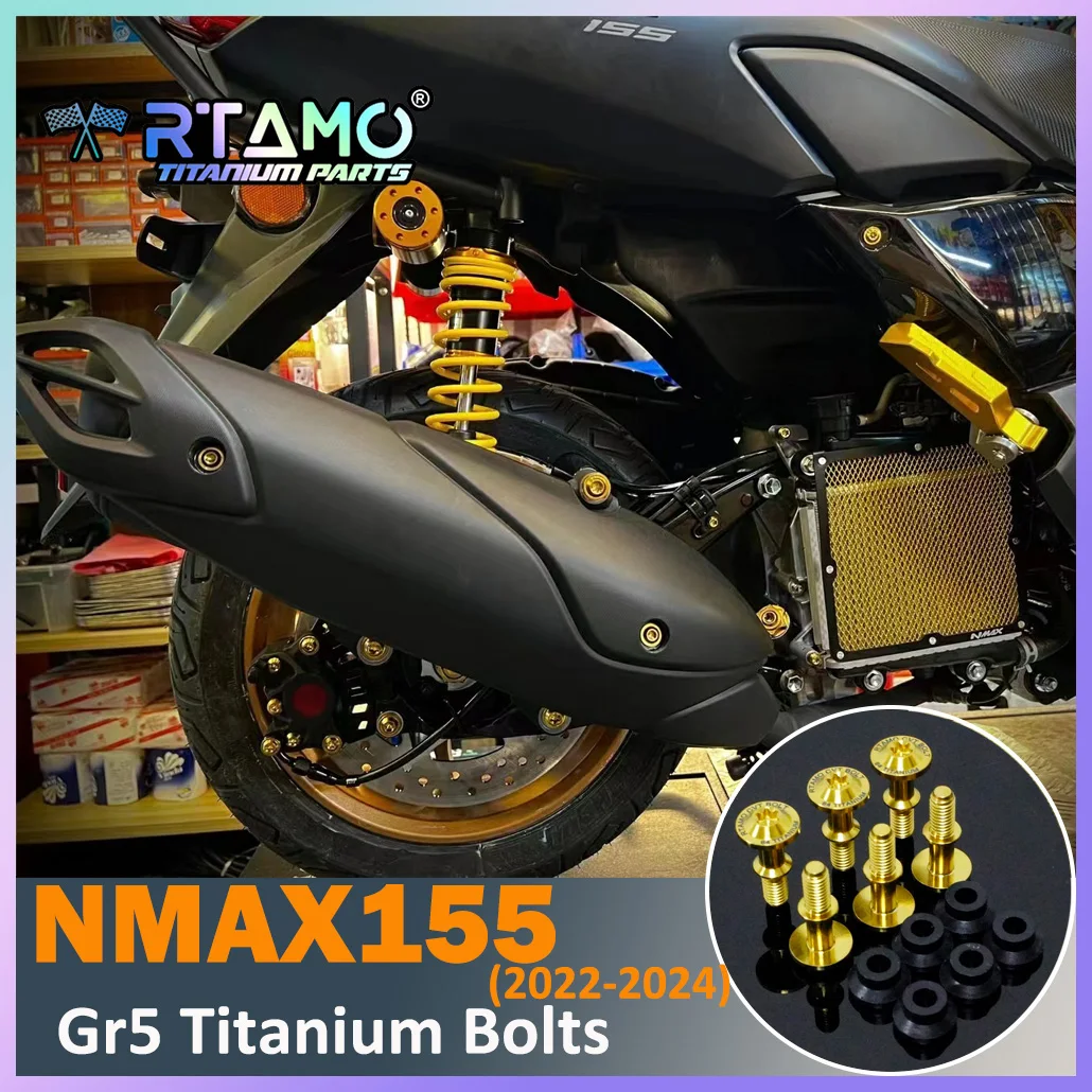 RTAMO Titanium Alloy Bolts Air Filter CVT Cover Swingarm Pipe Bolt Rear Caliper Screw Nut Set for Yamaha Nmax155 (2022-2024)