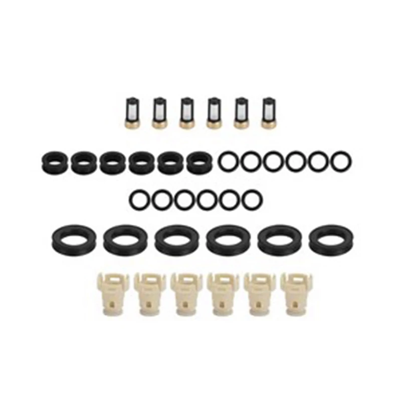 1Set/36Pcs Fuel Injector Rebuild Kits O-Rings Seals Filters Caps For Toyota 3.4L V6 94-04 FJ585 23209-62040 23250-62040