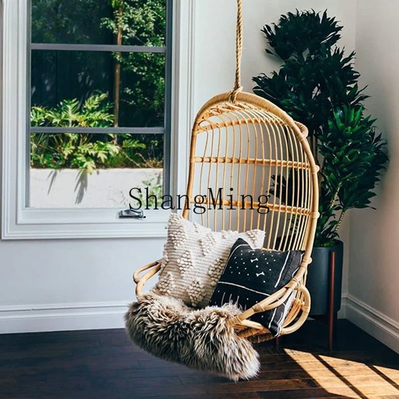 

ZYY outdoor rattan hanging basket chair indoor swing sitting and lying dual-purpose hanging double rattan chair
