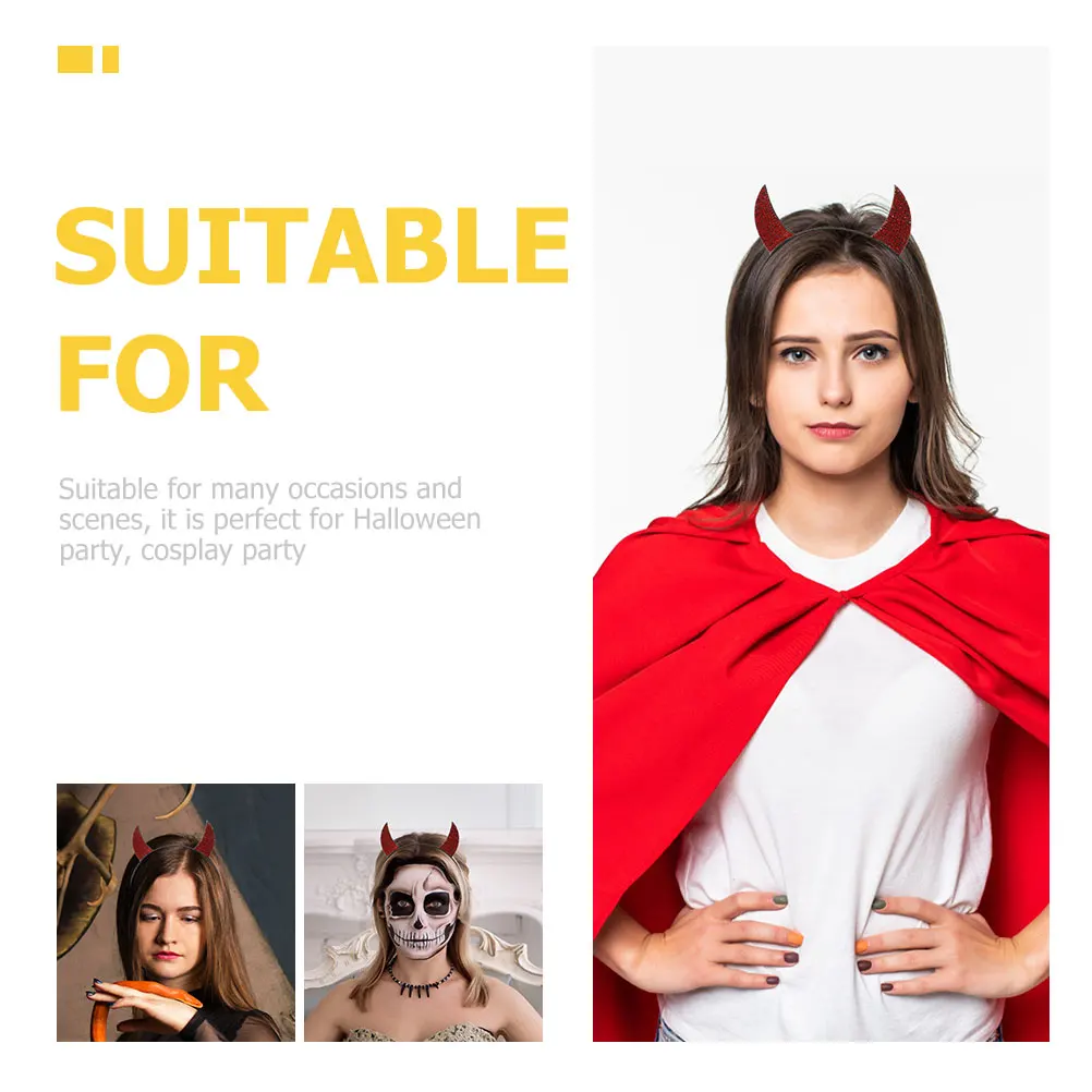 

3pcs Horn Headband Halloween Party Hair Hoops Lightweight Rhinestone Decor Cosplay Costume Photo Props Masquerade