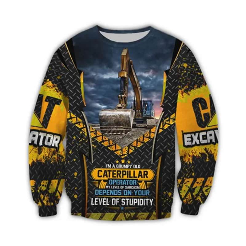 New excavator equipment instrument street wear 3D printed Hoodie / Sweatshirt / zipper Hoodie Top