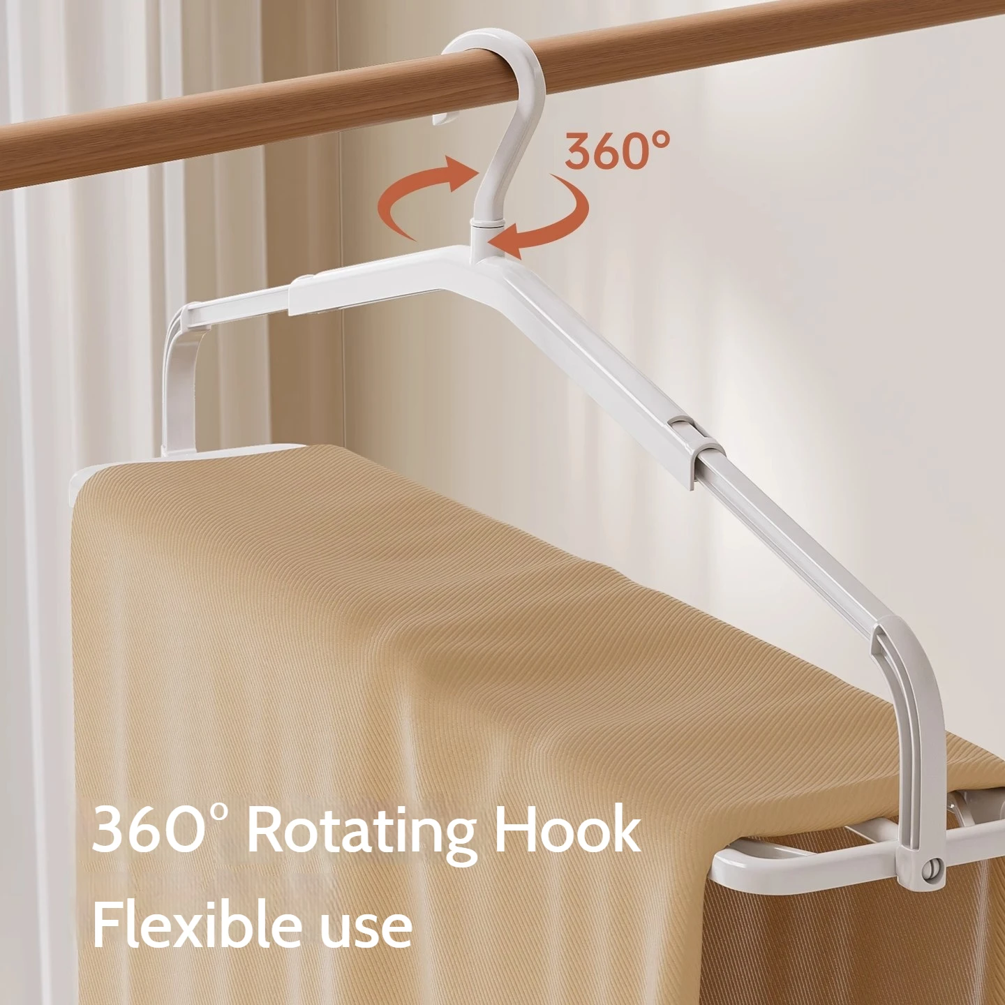 360° rotating telescopic folding clothes hanger plastic household towel hanger bath towel windproof clothes hanger dormitory