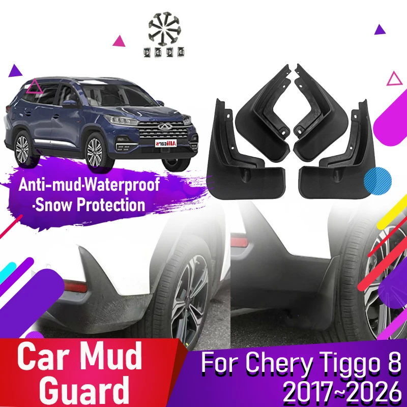 

Автомобильные грязезащитные щитки для Chery Tiggo 8 Kaiyi Tanggu DR 7,0 sporteteam 7 2017 ~ 2026 ABS, колесные Брызговики, расклешенные автомобильные аксессуары