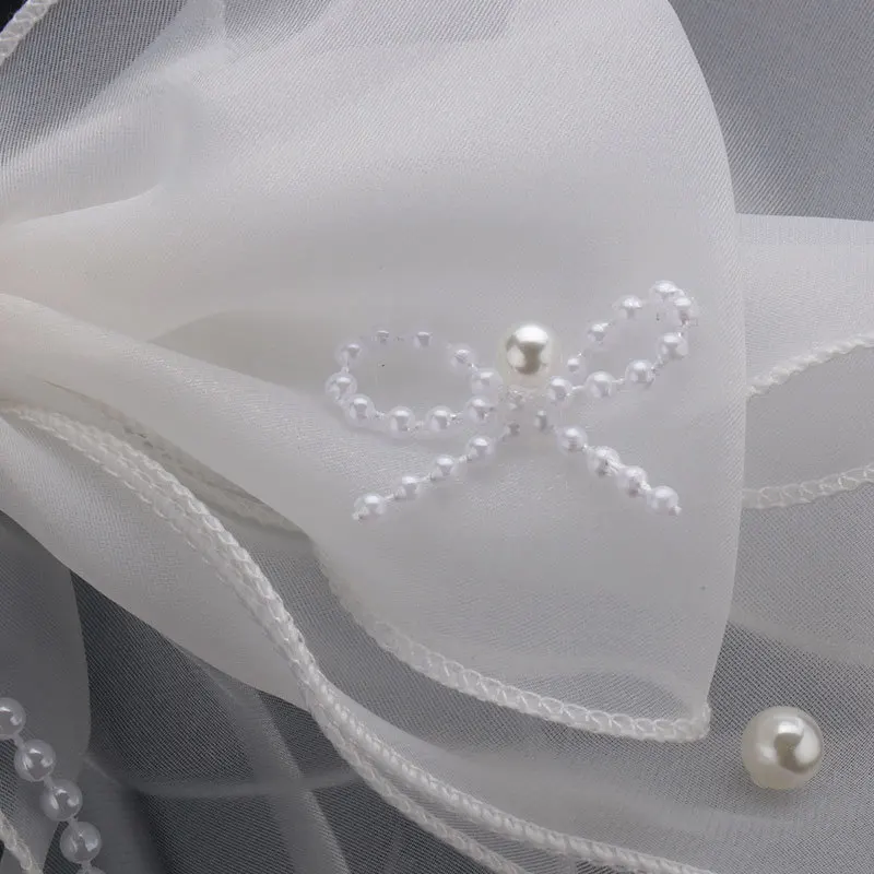 Perle Quaste Bogen Haarnadel Braut Meer Hochzeit Kopfschmuck Seide Garn Handgemachte Schleier Schöne Seite Clip Weiß Mesh Schleier Haarspange