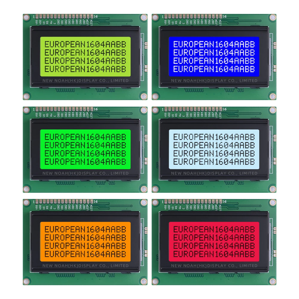 European Green Light Black Letters 1604A Multiple Word Libraries 04*16 LCM LCD Display Screen Controller ST7066U Voltage 5V 3.3V