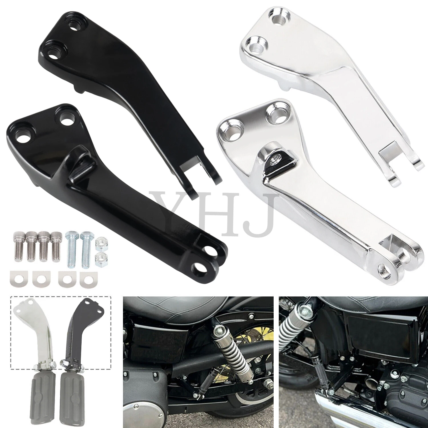 

For Harley Dyna Low Rider Fat Bob Super Glide 2006-2017 Motorcycle Passenger Foot Peg Mount Brackets male mount style foot pegs